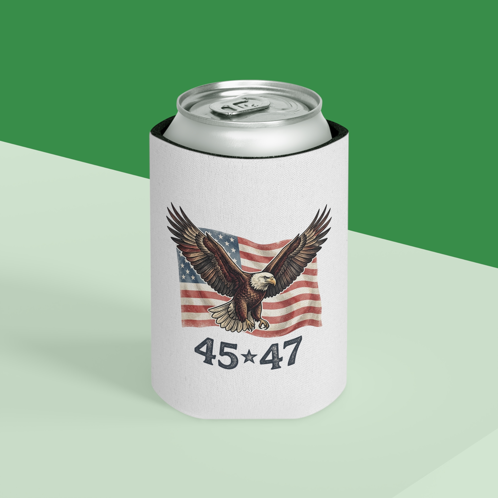 Can Cooler - American Eagle with Flag and "4547" Patriotic Slim Koozie - Image 3