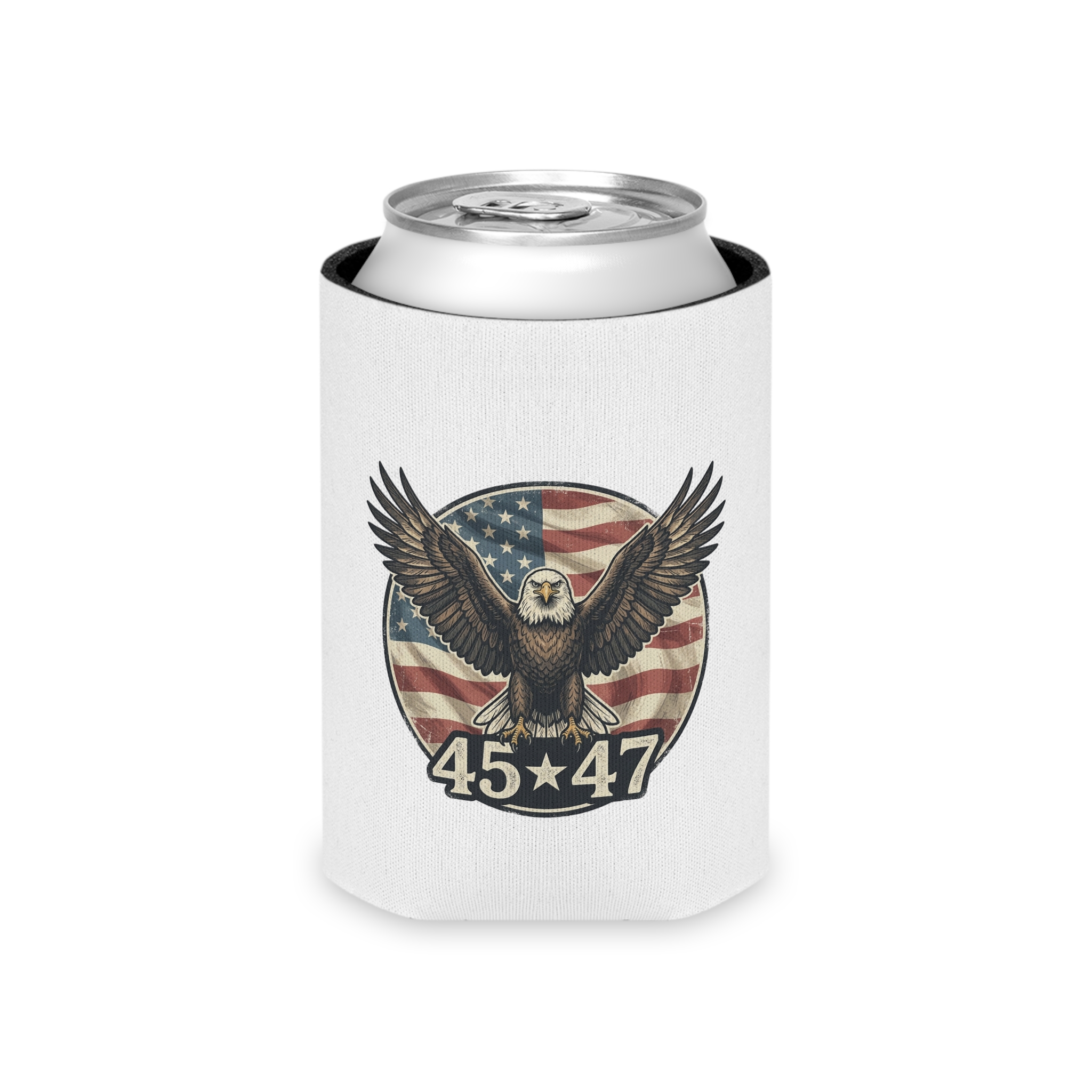 Patriotic Eagle Can Cooler - '4547' American Flag Beer Koozie - Image 2