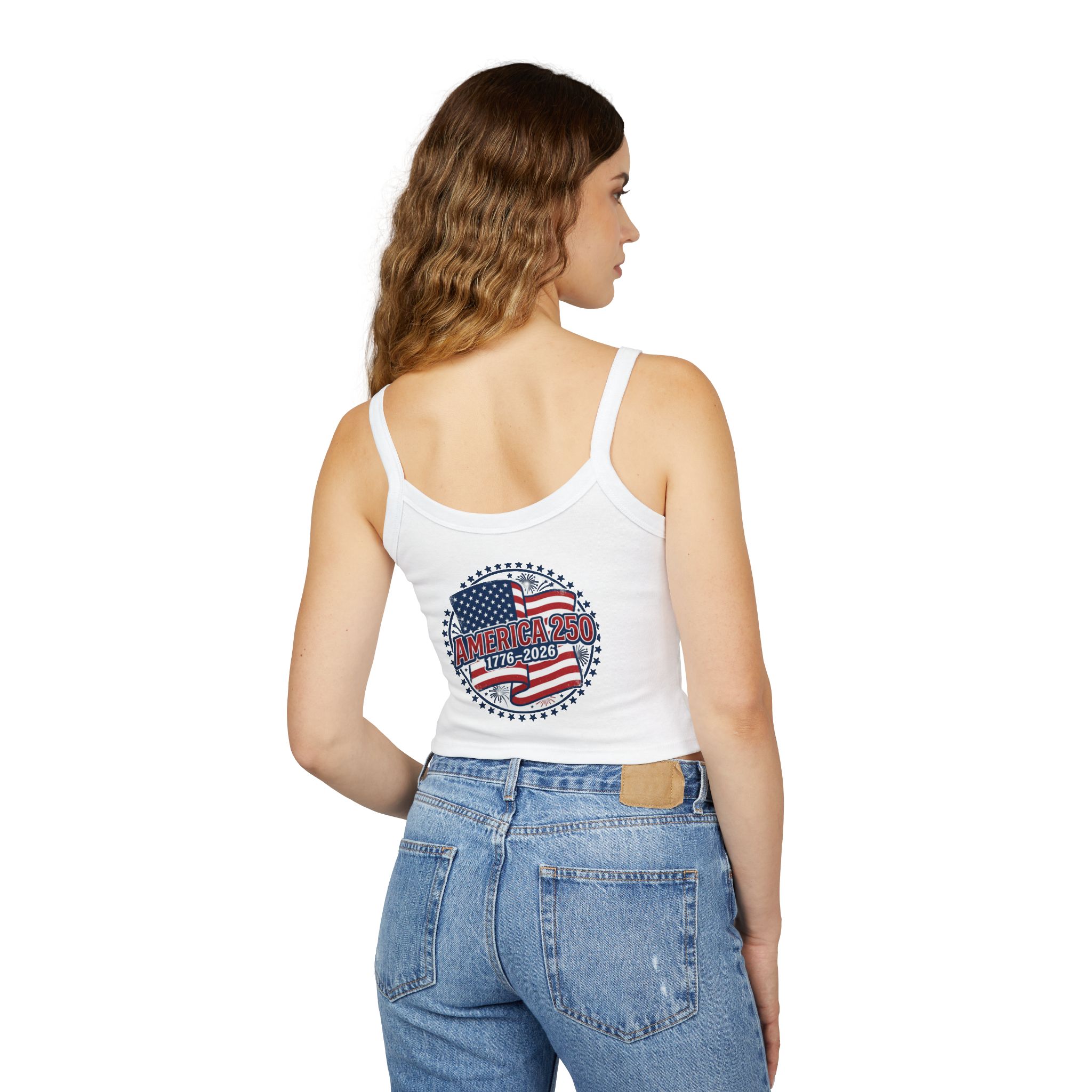 America 250 Crop Tank Top — 1776–2026 Patriotic Spaghetti Strap Tank - Image 4