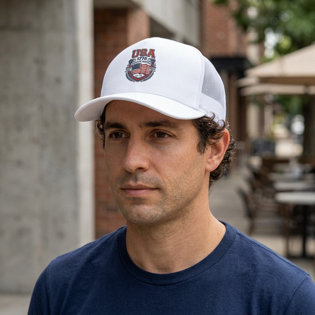 USA 1776 Flag Baseball Cap-White - Image 2