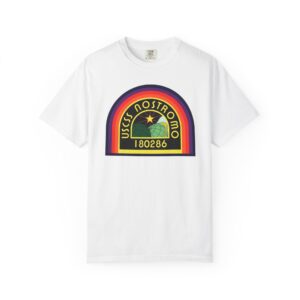 USCSS Nostromo Retro Rainbow T-Shirt — Vintage Sci‑Fi Starship Badge Tee