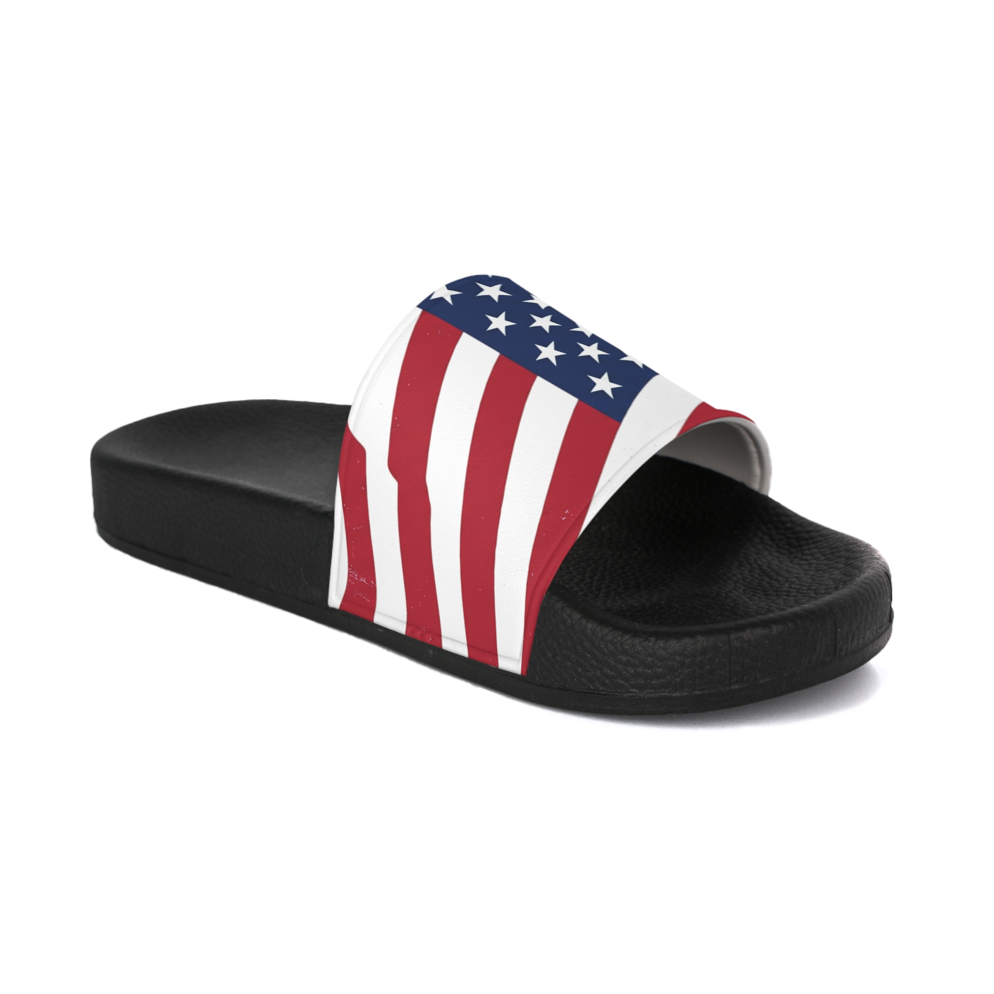 Patriotic American Flag Women's Slide Sandals — USA Stars & Stripes Pool Slides
