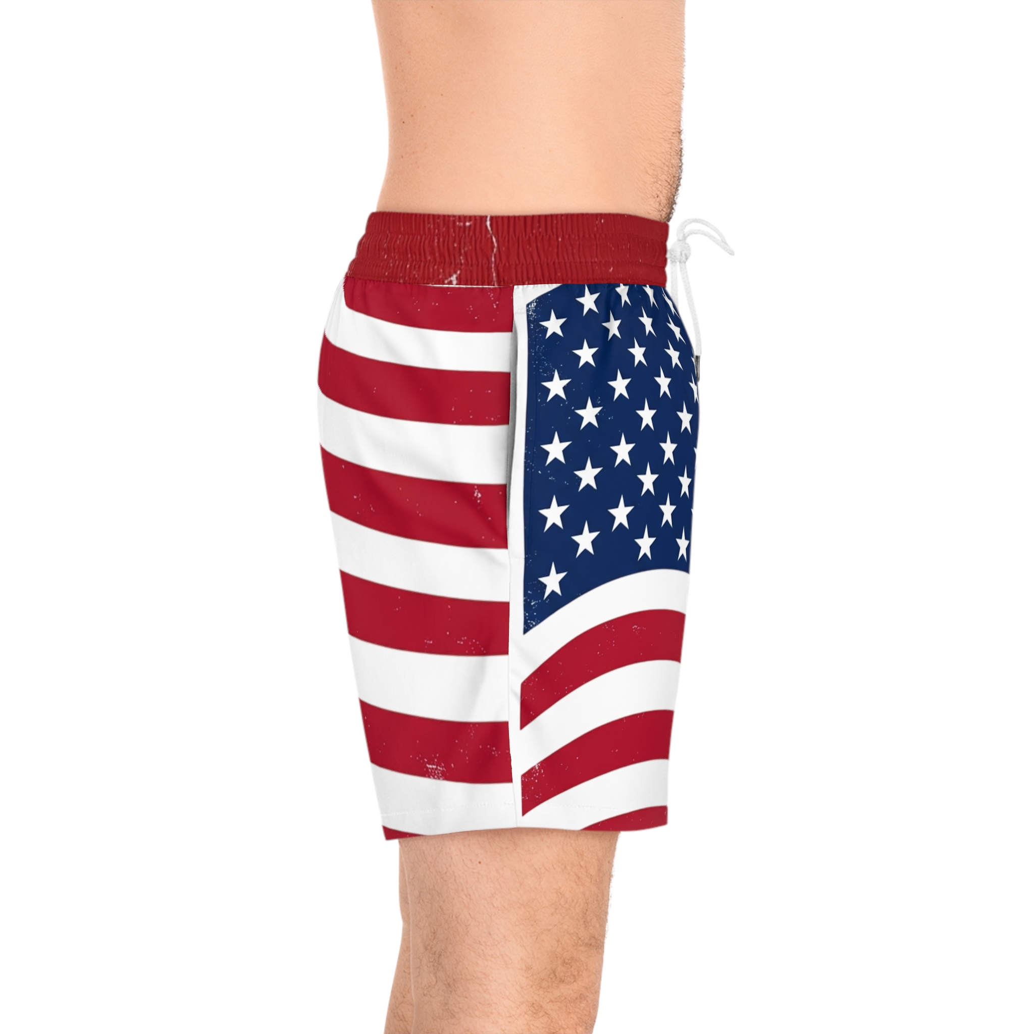 American Flag Swim Shorts — Patriotic Men's Mid-Length Beach Trunks - Image 3