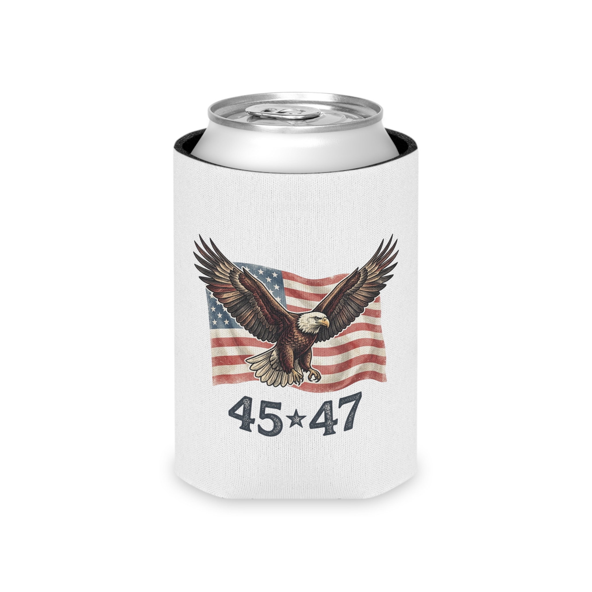Can Cooler - American Eagle with Flag and "4547" Patriotic Slim Koozie - Image 2