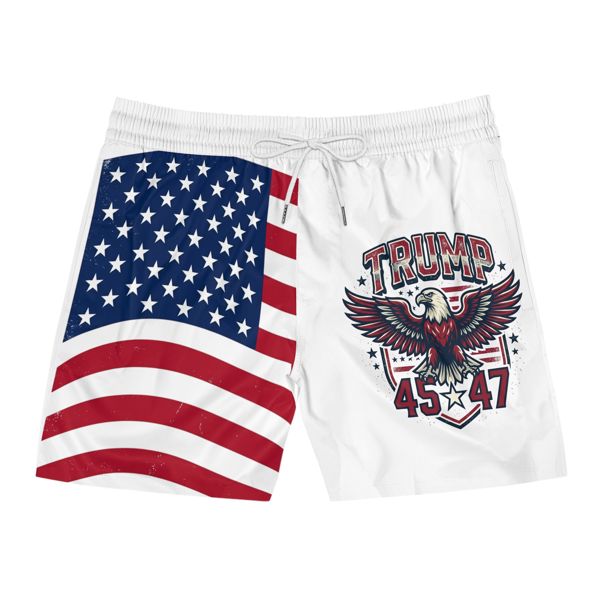 Trump 45-47 Eagle American Flag Swim Shorts