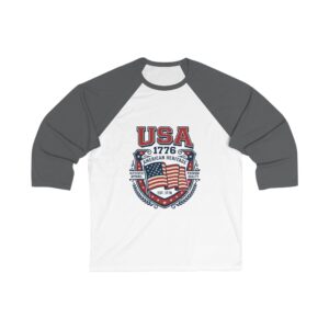 USA 1776 Baseball Tee — Patriotic American Flag Raglan Shirt