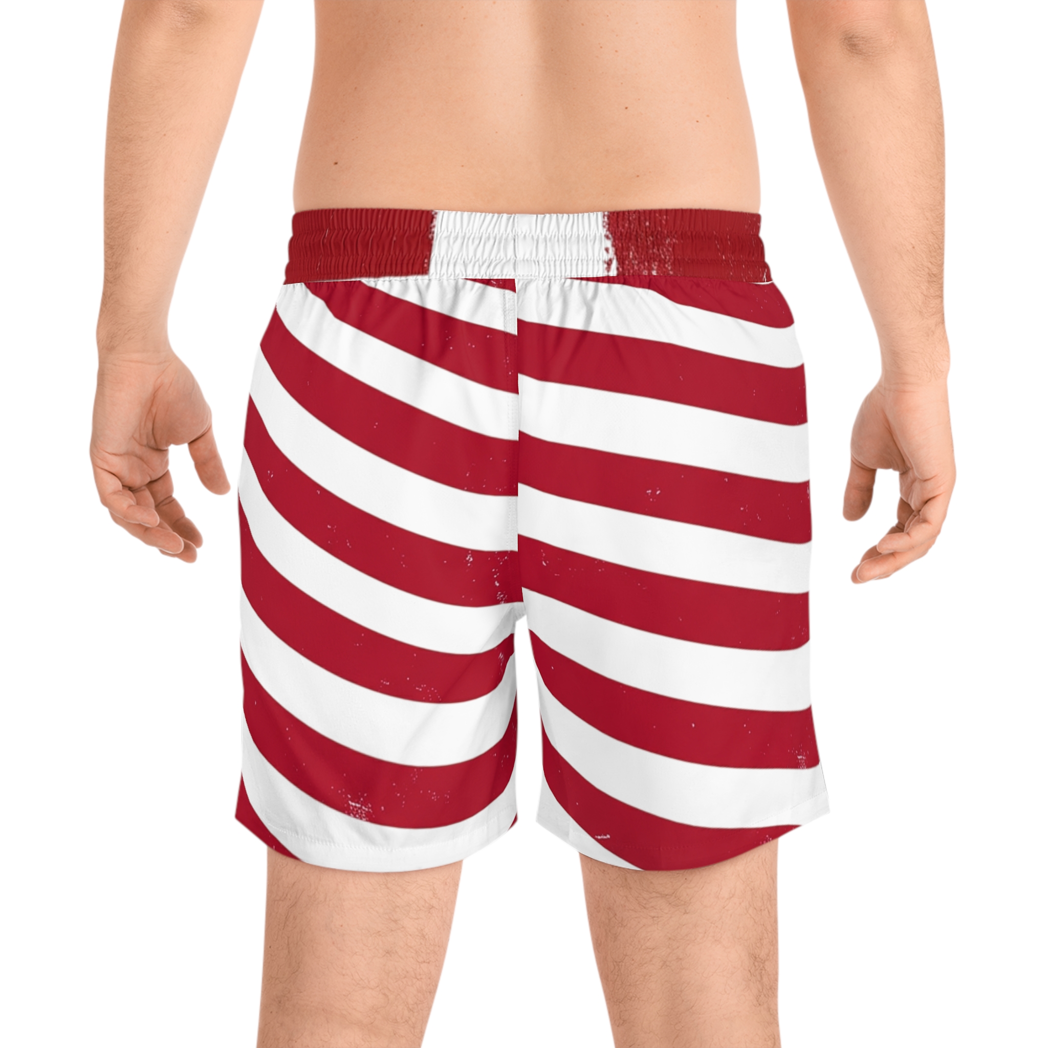 American Flag Swim Shorts — Patriotic Men's Mid-Length Beach Trunks - Image 2