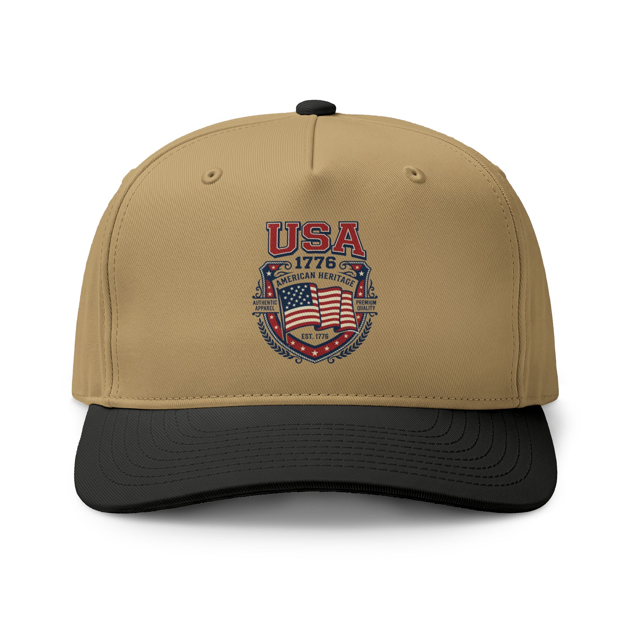 USA 1776 Flag Shield Two-Tone Cap — Patriotic Baseball Hat