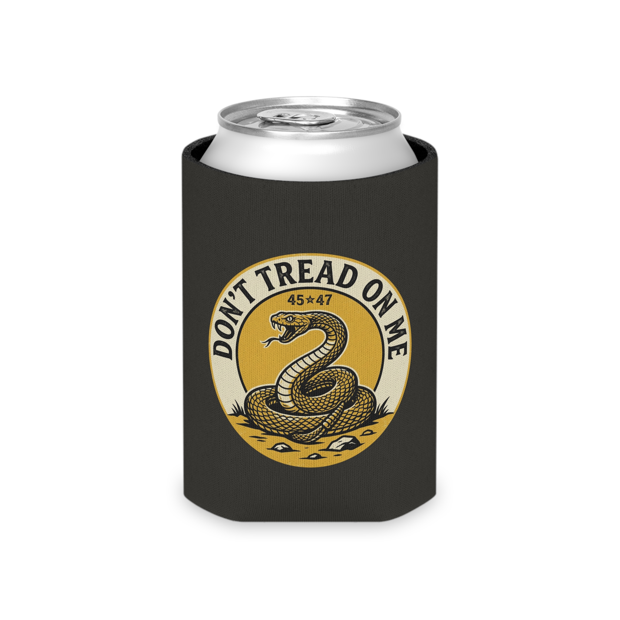 Can Cooler — "Don't Tread On Me" Gadsden Snake Can Cooler (Yellow/Black) - Image 3