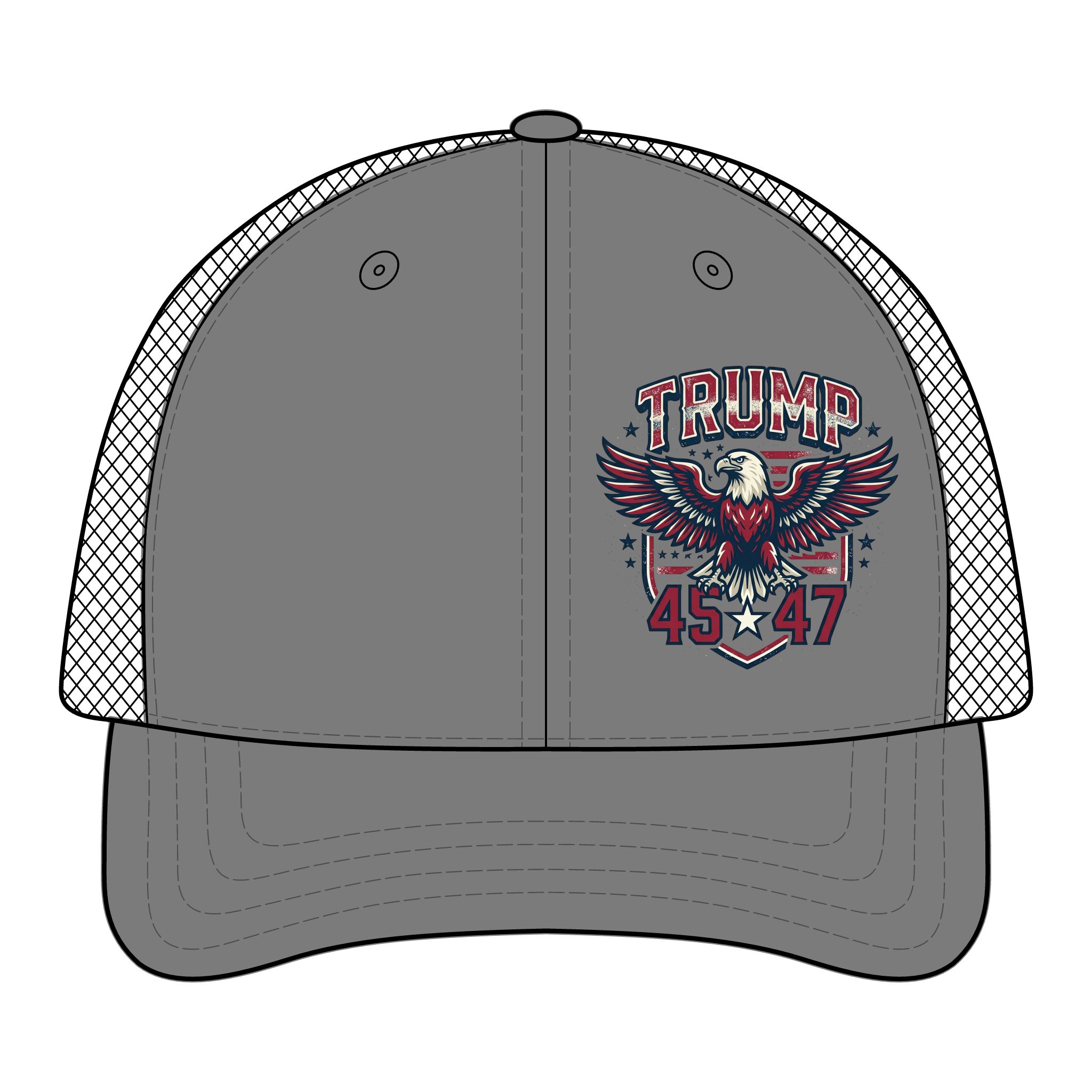 Trucker Cap - "TRUMP 4547" Eagle Embroidered Mesh Back Flexfit - Image 2