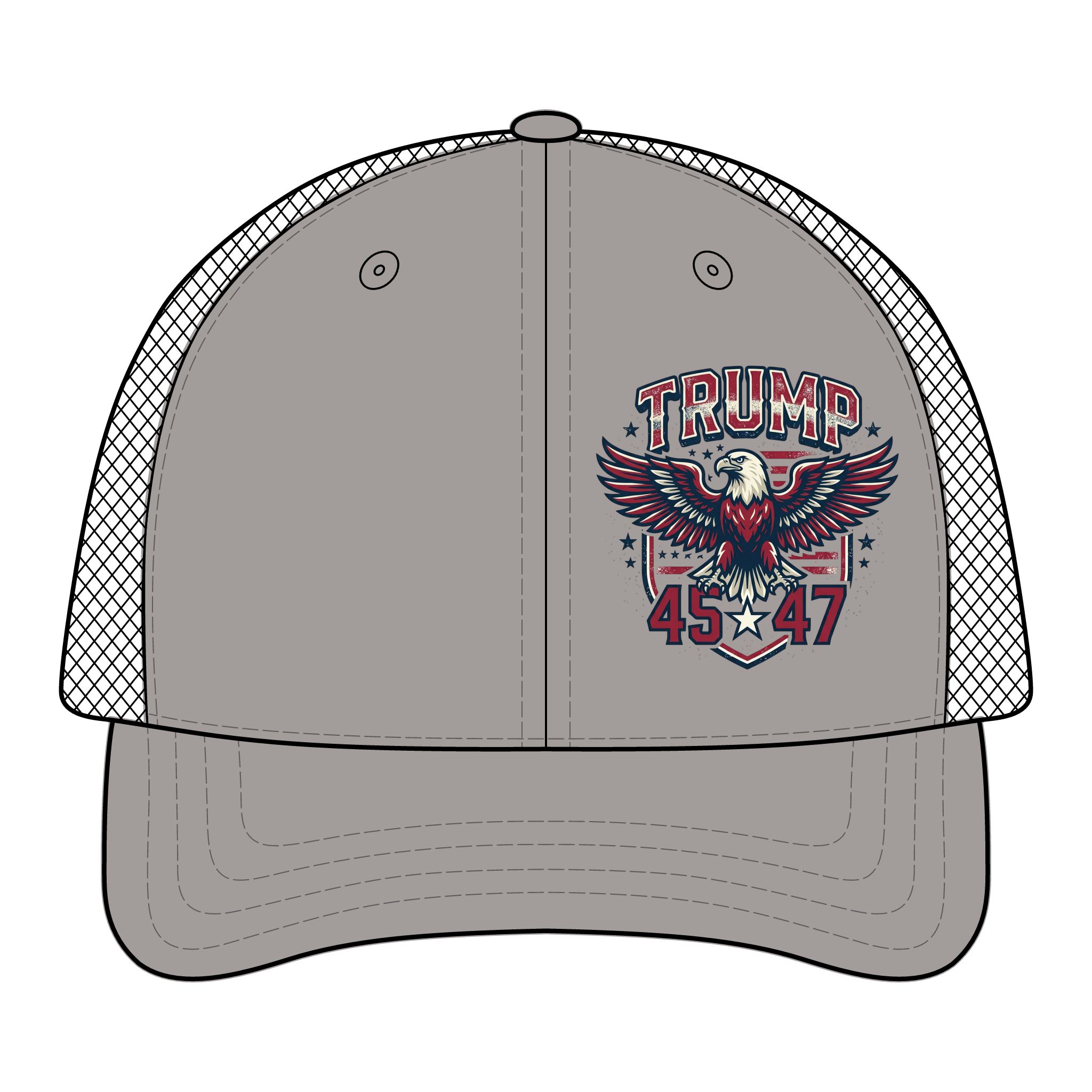 Trucker Cap - "TRUMP 4547" Eagle Embroidered Mesh Back Flexfit